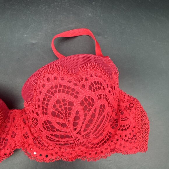 Victorias Secret Dream Angels Red Lace Lined Demi Underwire Bra Sz 34C - Picture 4 of 14
